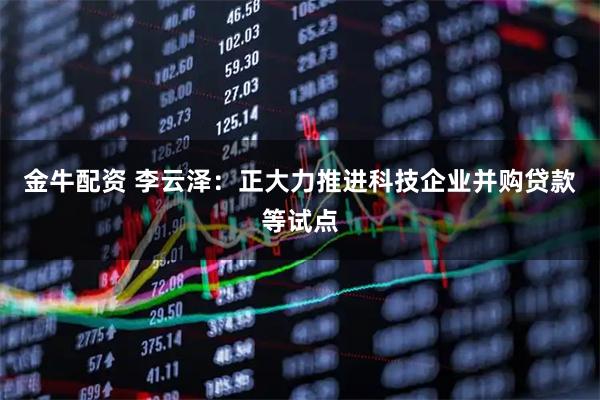 金牛配资 李云泽:正大力推进科技企业并购贷款等试点